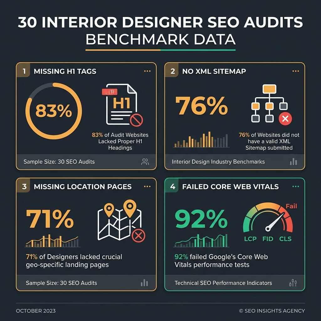 Key findings from auditing 30 interior designer websites across major metropolitan markets.
